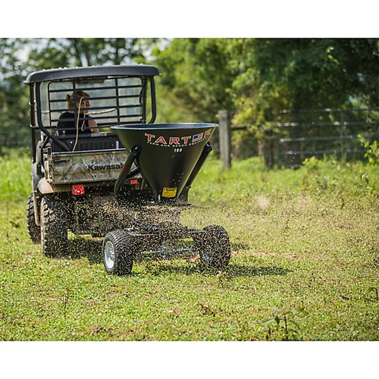 Tarter 300 lb. Capacity Farm and Ranch Equipment ATV 5-Bushel Pull-Behind Spreader/Trail Feeder