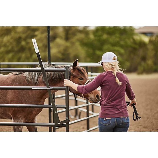 Tarter 6 ft. x 9 ft. 6-Bar Equine Corral Walk Through with 5 ft. Tall Gate, 1-3/4 in. Tube, Gray