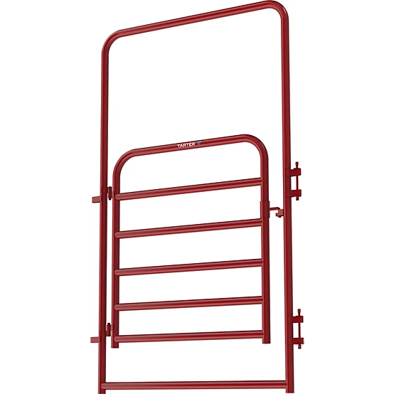 Tarter 62 in. x 96 in. Extra Heavy-Duty Bullmax Walk Through Corral Gate with 4 ft. Arch, 1-3/4 in. Tube, Red