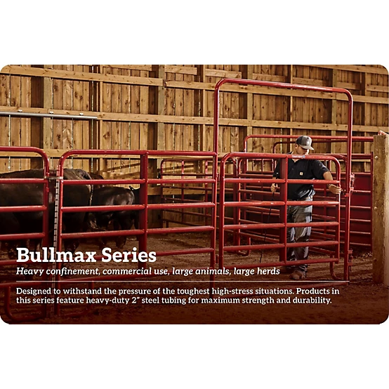 Tarter 62 in. x 96 in. Extra Heavy-Duty Bullmax Walk Through Corral Gate with 4 ft. Arch, 1-3/4 in. Tube, Red